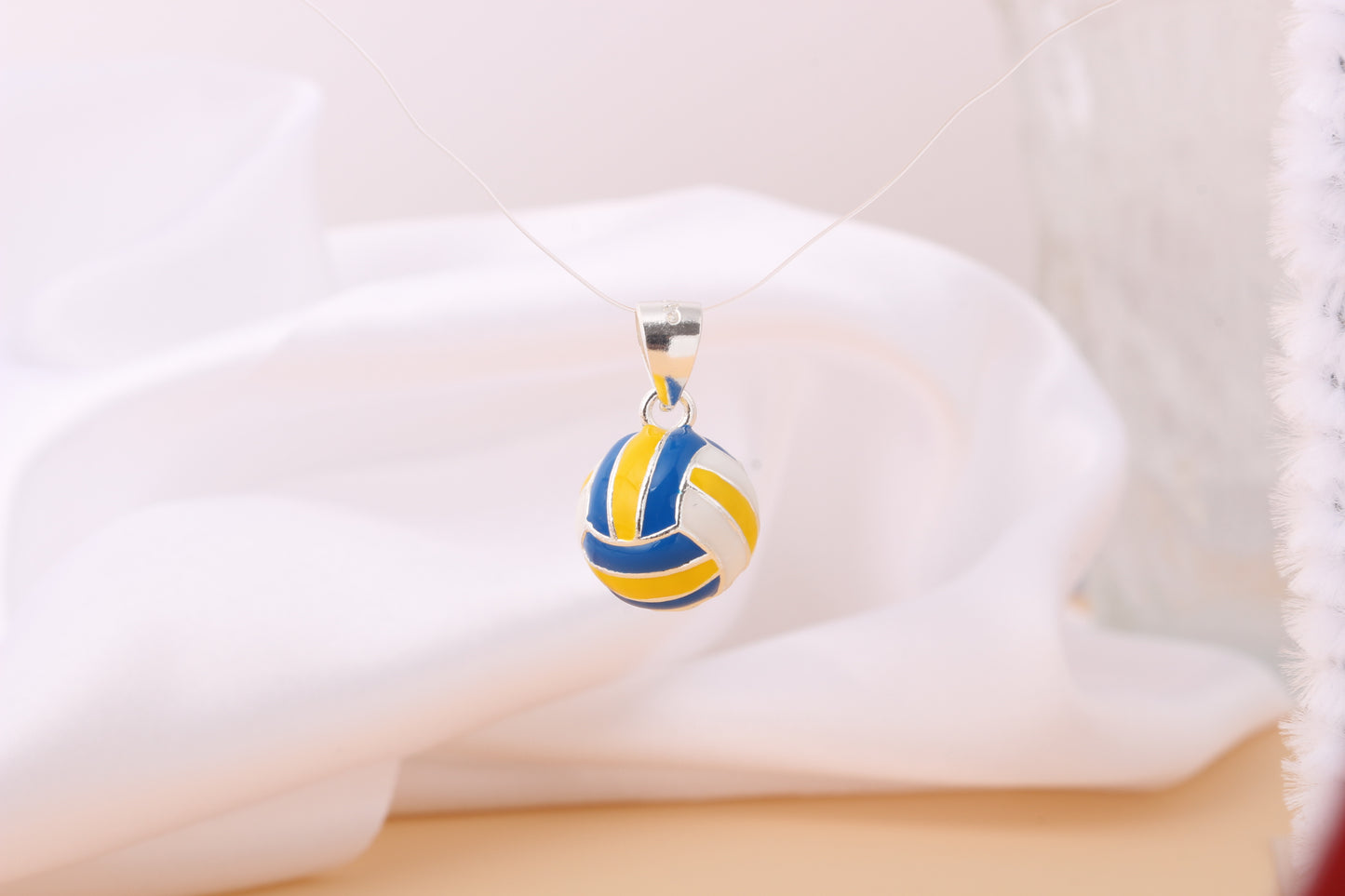 045-S925 Silver Enamel Volleyball