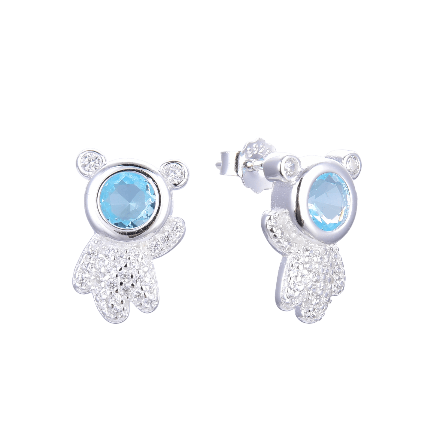 S925 Silver Light Blue Zircon Astronaut Earrings