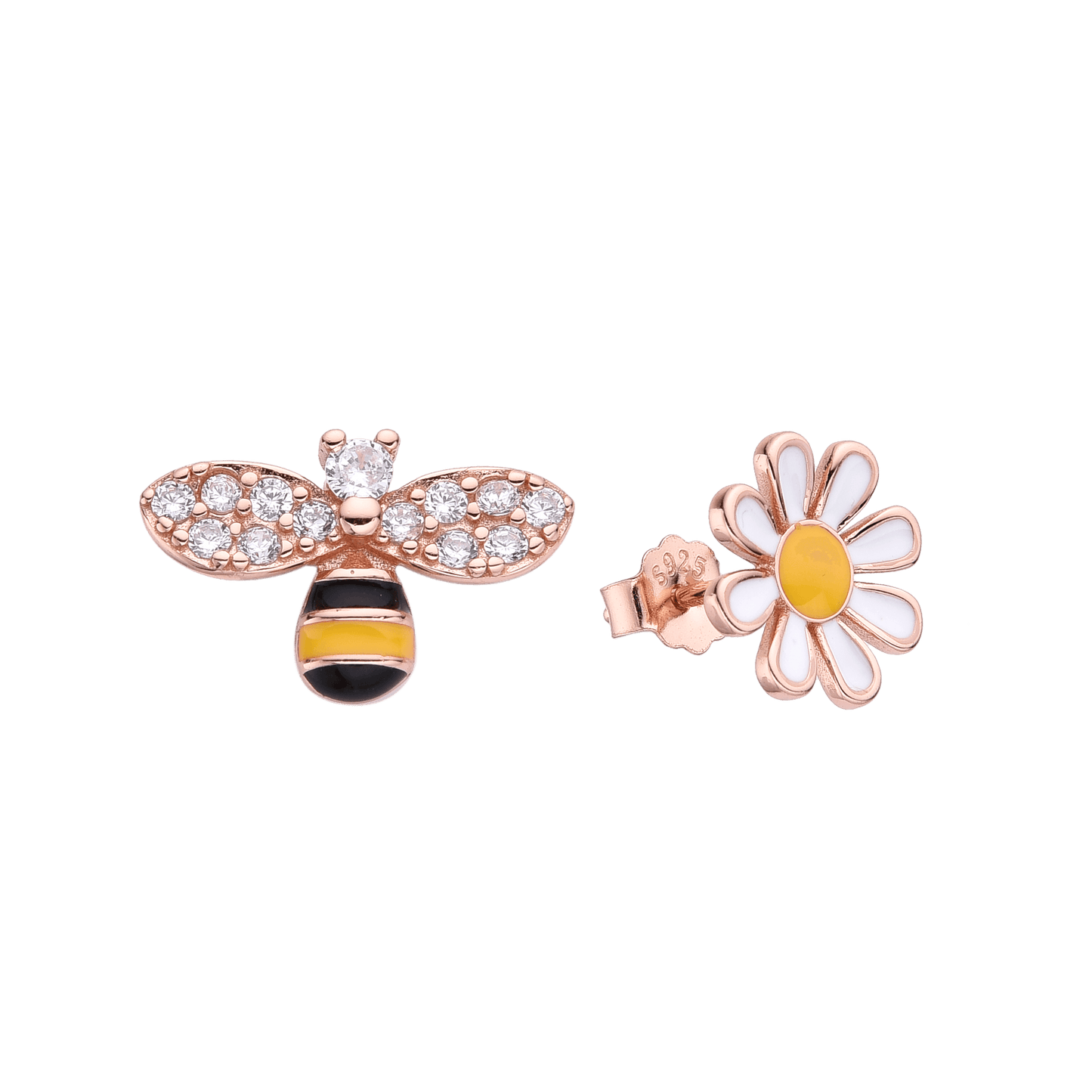 S925 Silver Bee and Flower-Inspired Earring