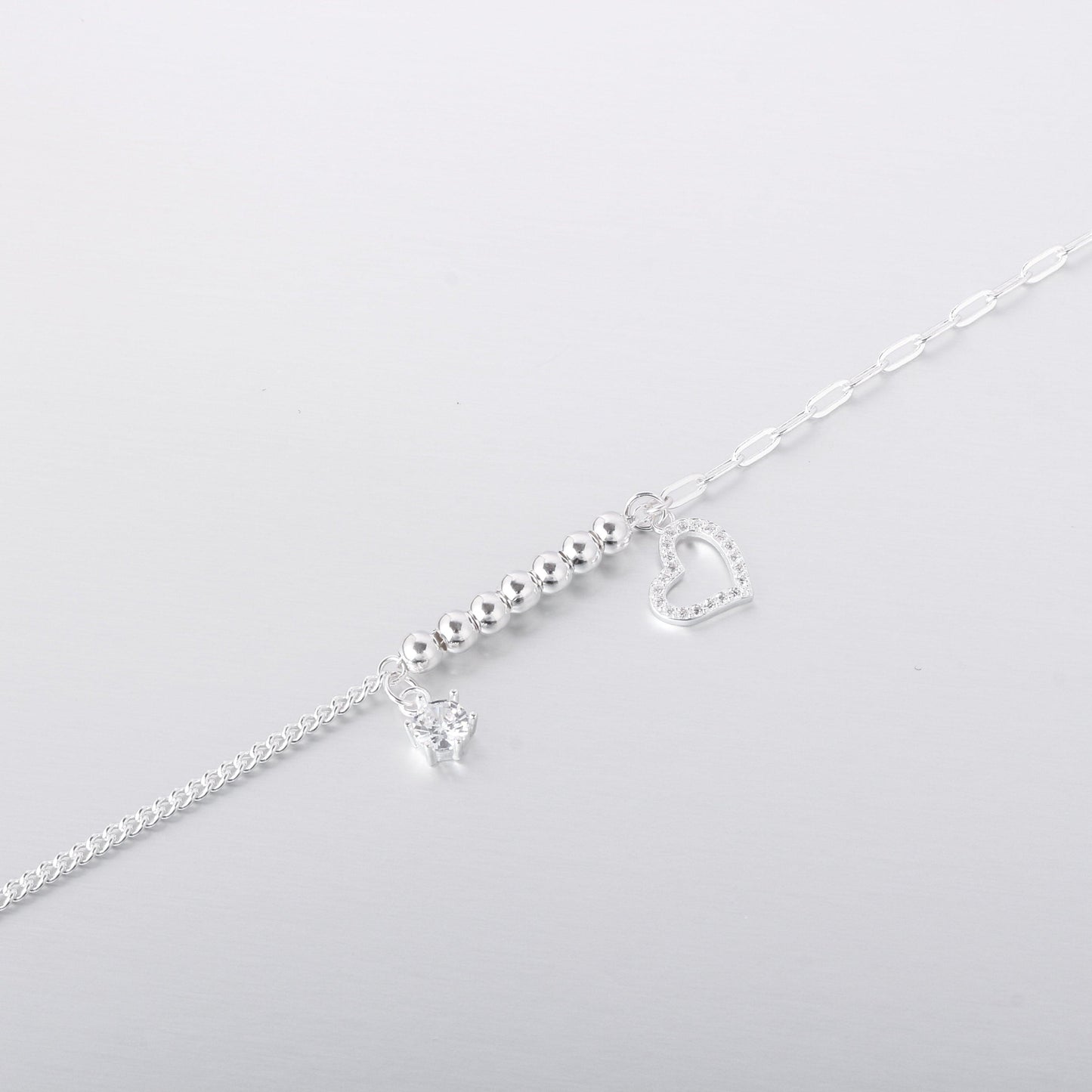004-S925 silver white zircon women's minimalist bracelet