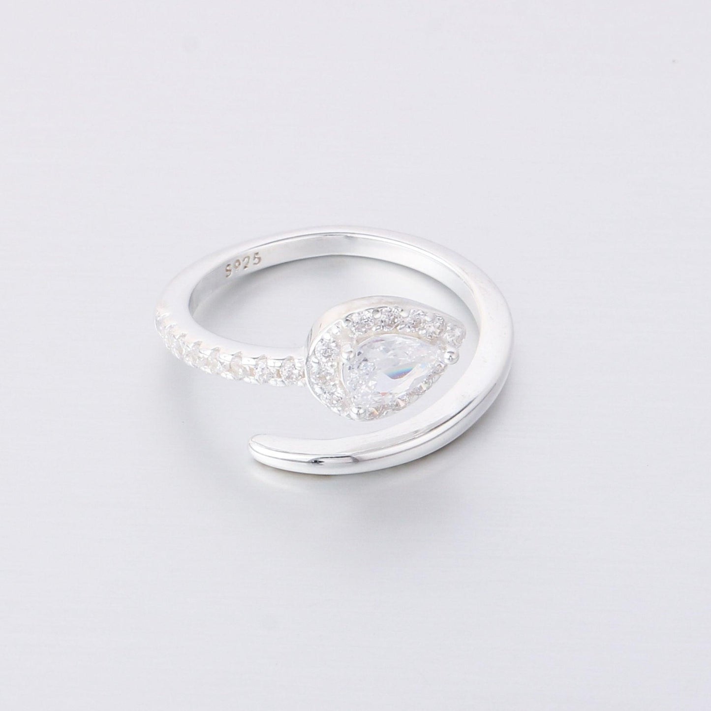 012-S925 Silver White Zircon Women's Serpentine Ring