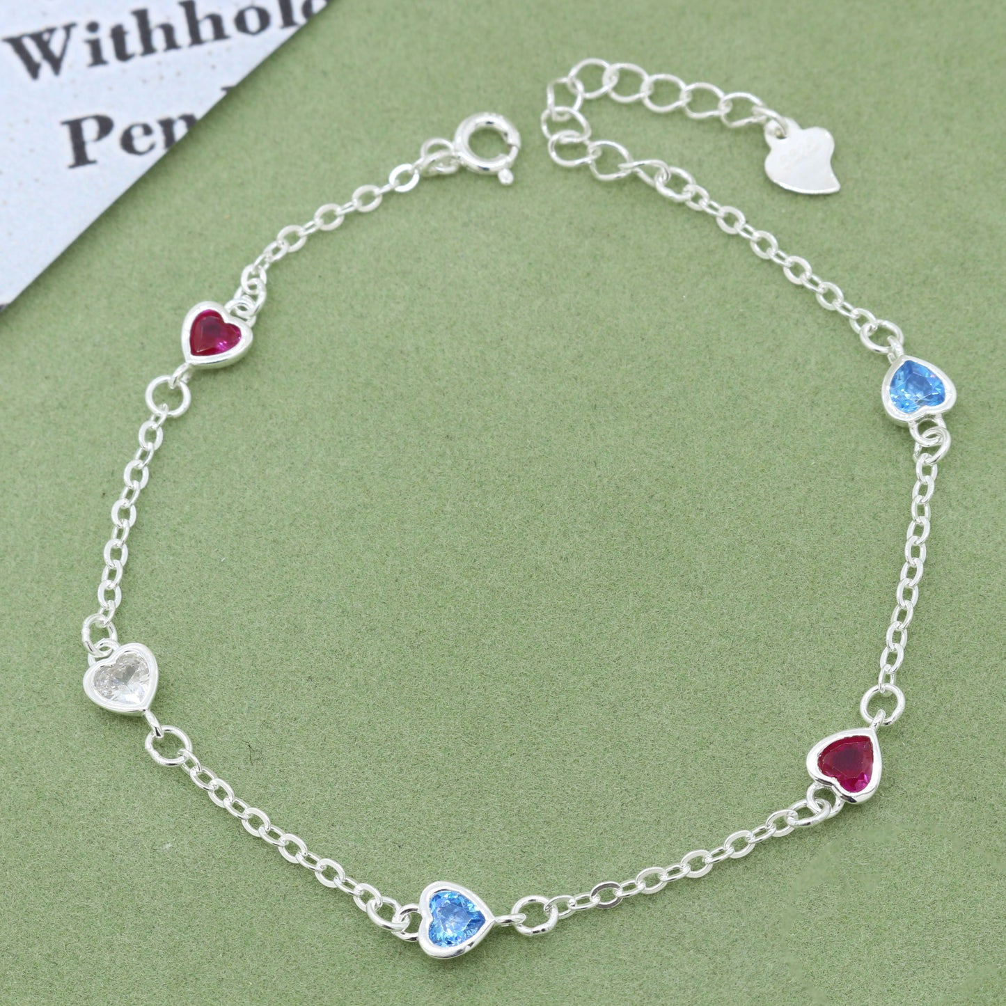 038-S925 Silver Heart Zircon Women's Bracelet