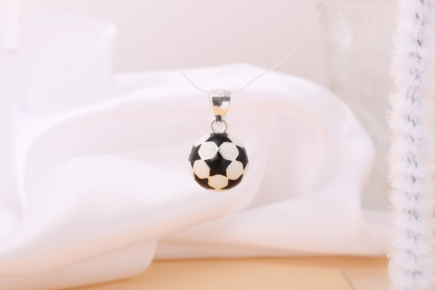 044-S925 Silver Enamel star football
