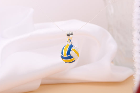 045-S925 Silver Enamel Volleyball