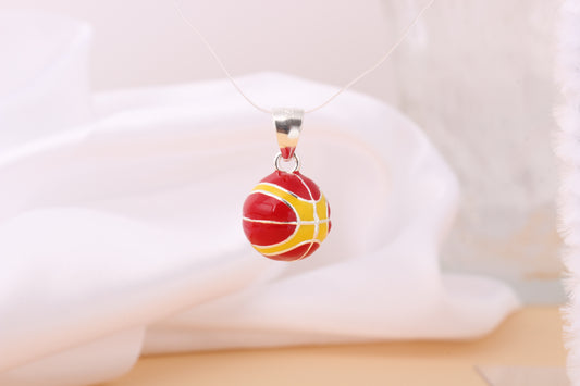 046-S925 Silver Enamel Basketball