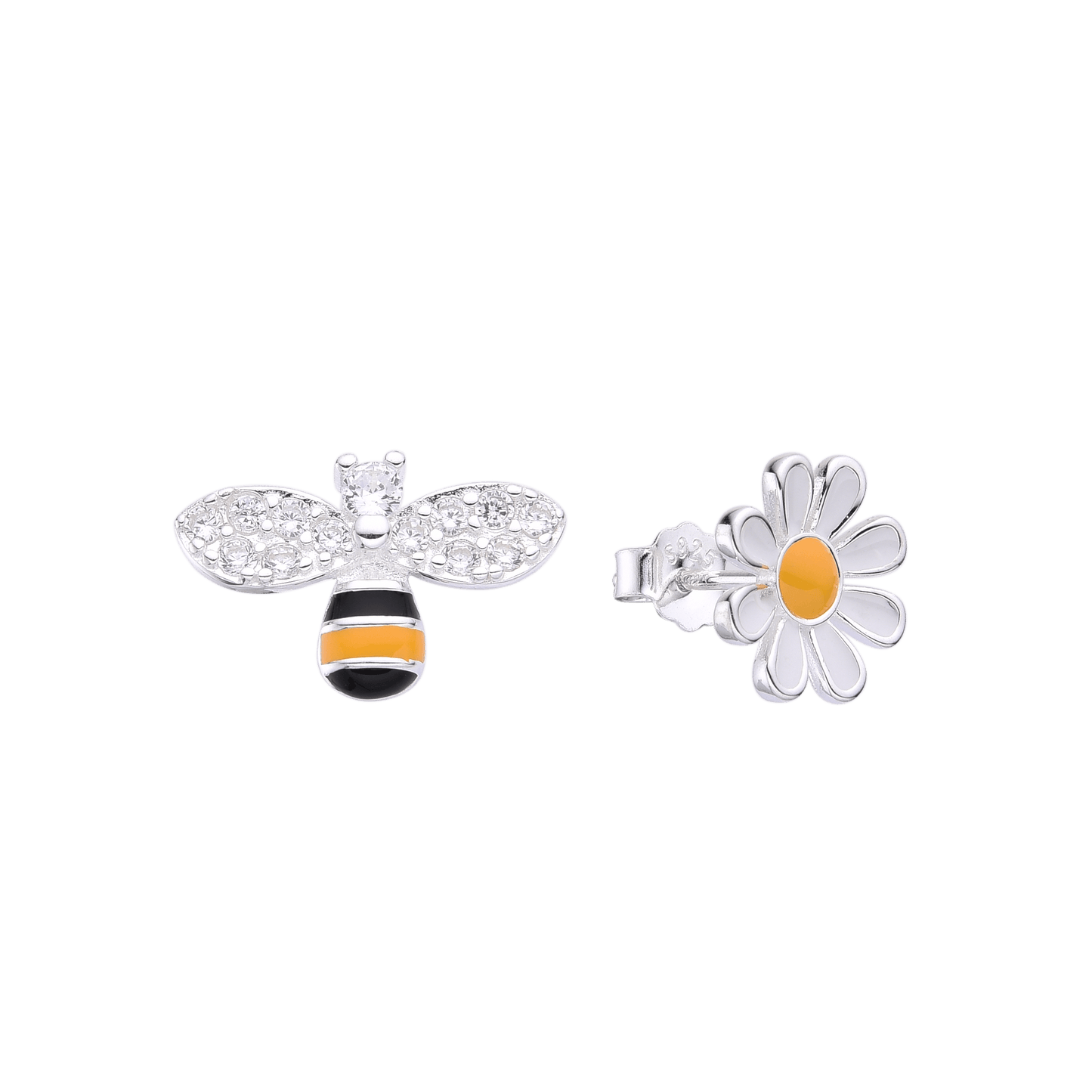 S925 Silver Bee and Flower-Inspired Earring