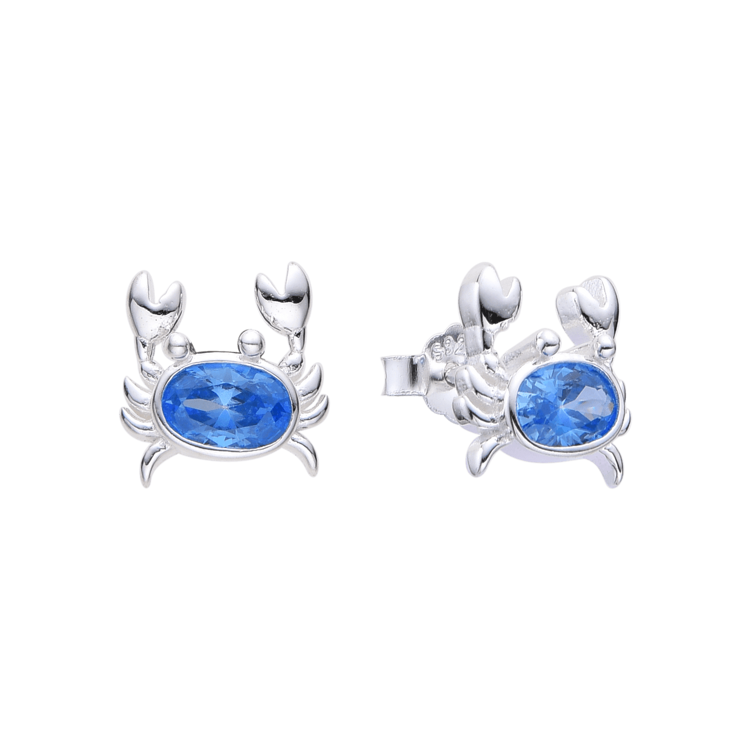 S925 Silver Blue Cubic Zirconia Crab Earring