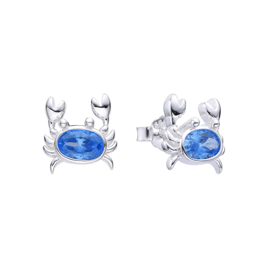 S925 Silver Blue Cubic Zirconia Crab Earring