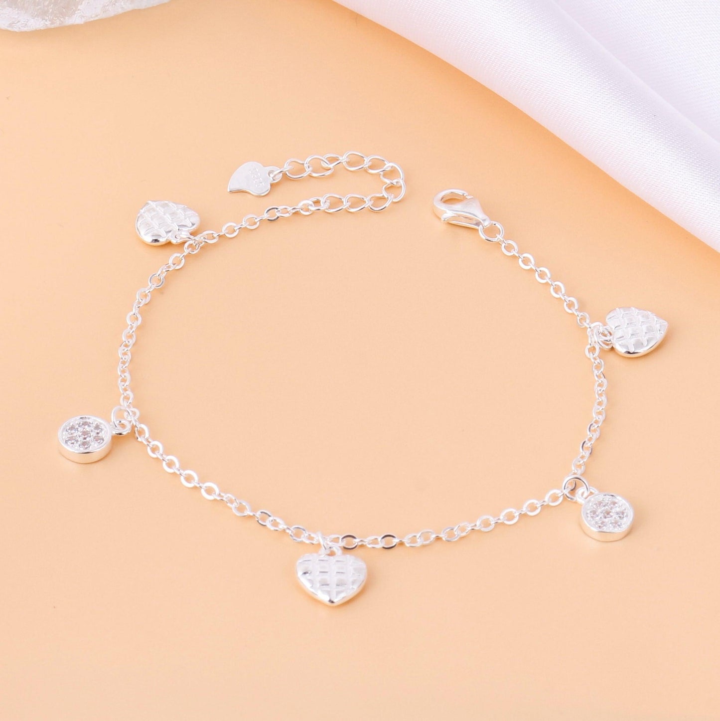 002-S925 Silver White Zircon Love Simple Women's Bracelet