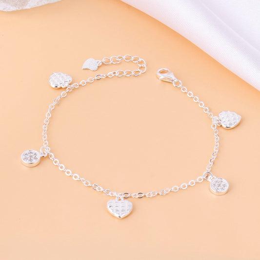002-S925 Silver White Zircon Love Simple Women's Bracelet