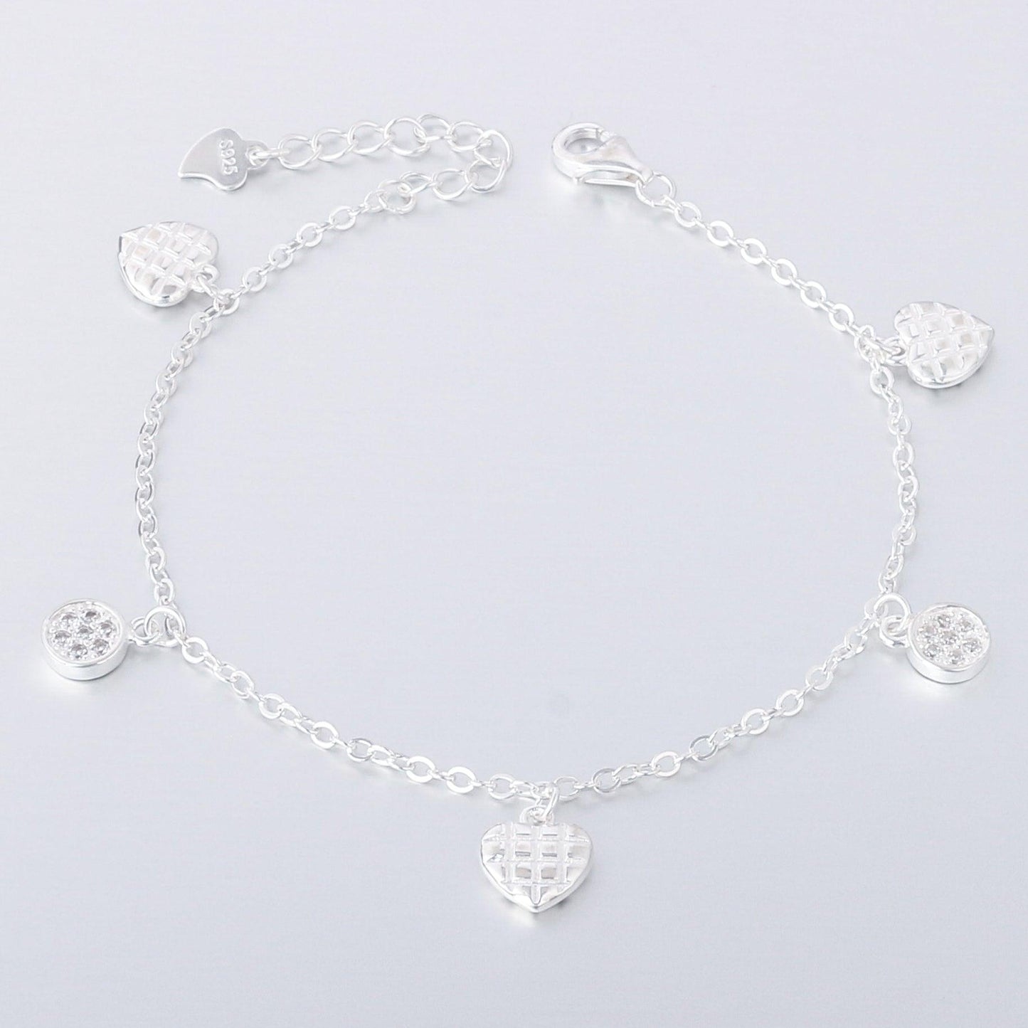 002-S925 Silver White Zircon Love Simple Women's Bracelet