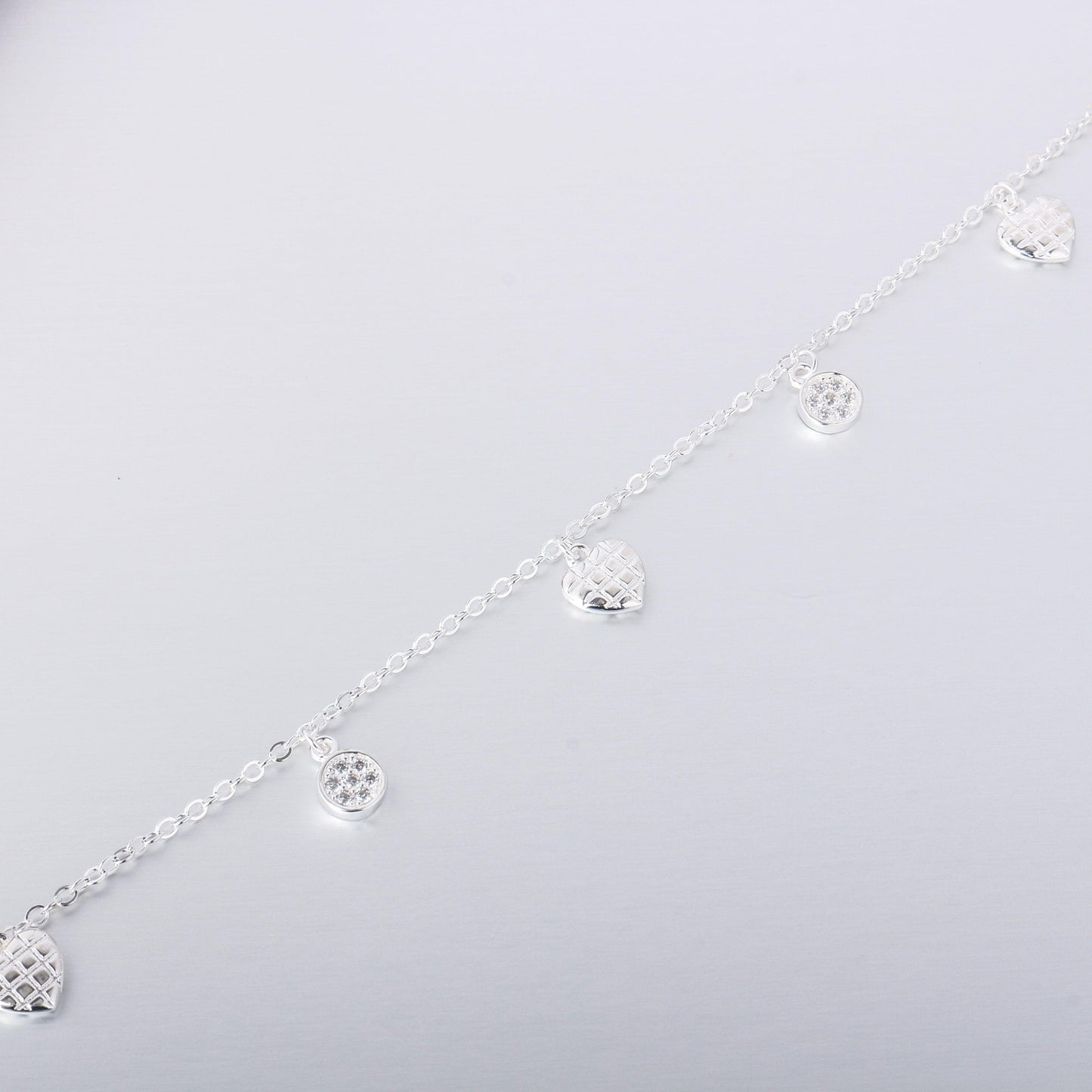 002-S925 Silver White Zircon Love Simple Women's Bracelet