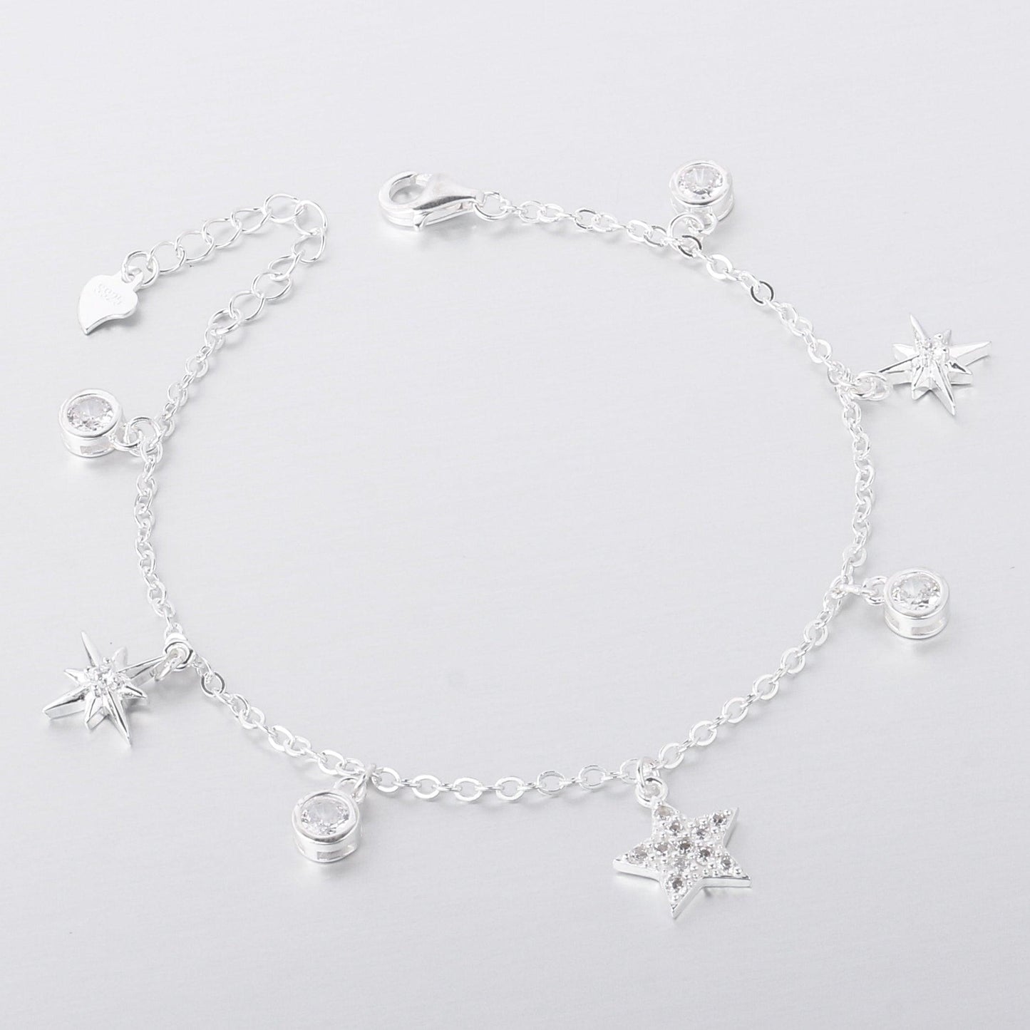 003-S925 Silver White Zircon North Star Minimalist Women's Bracelet