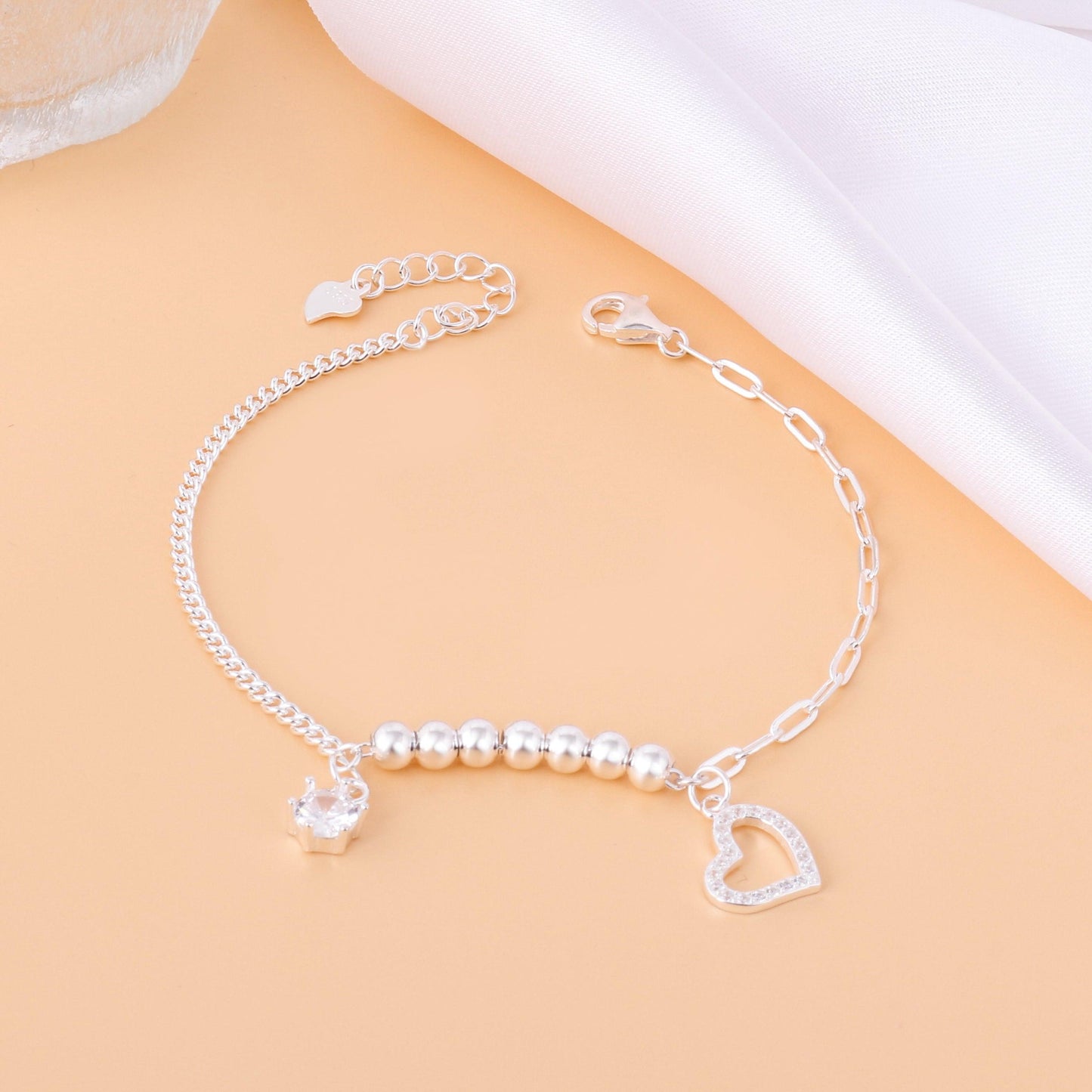 004-S925 silver white zircon women's minimalist bracelet