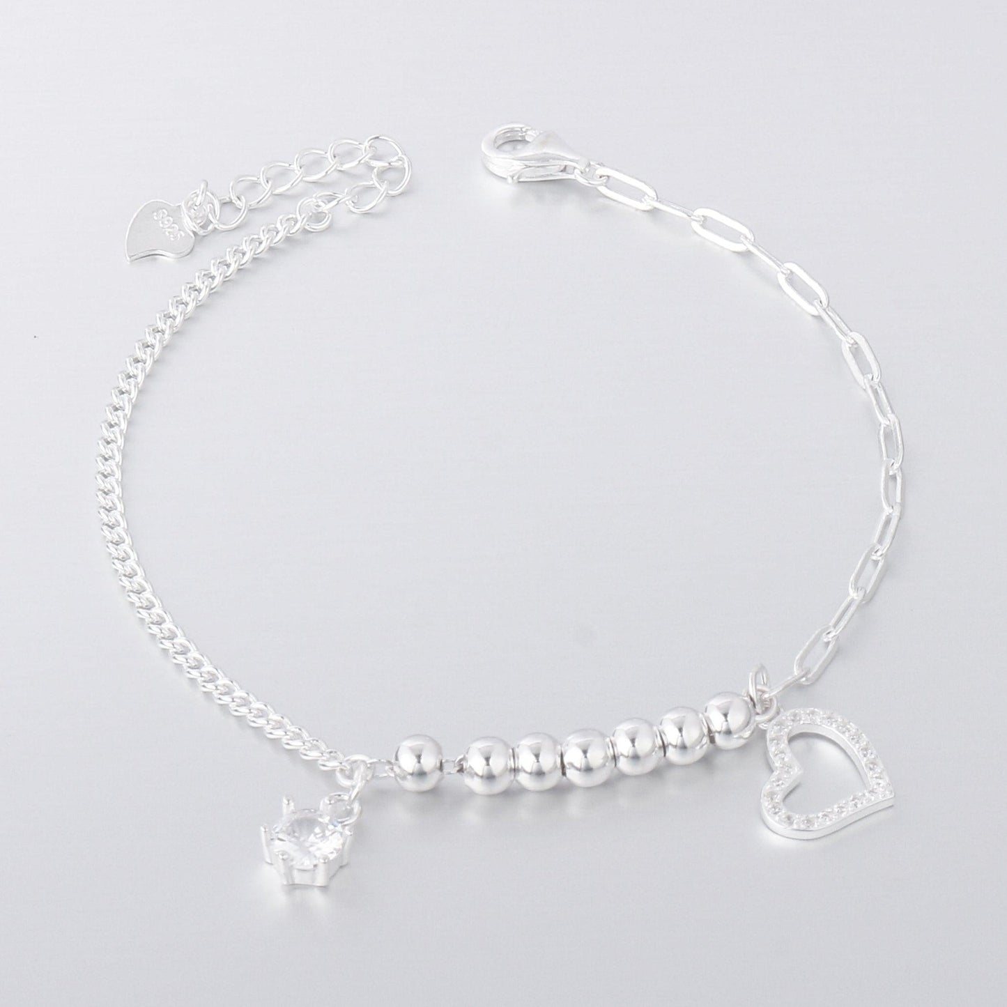 004-S925 silver white zircon women's minimalist bracelet