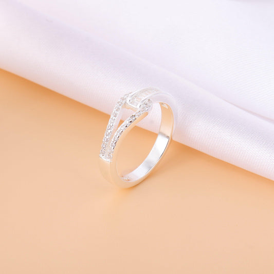 006-S925 silver white zircon minimalist ring