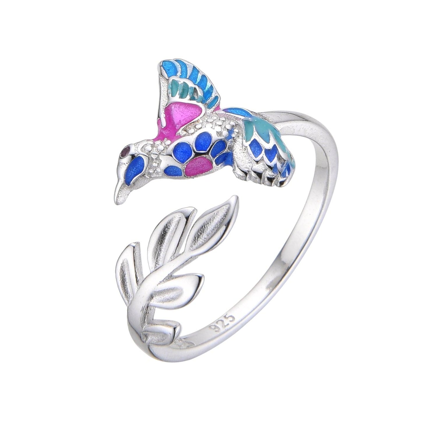 925 Silver Bird Ring With leaf