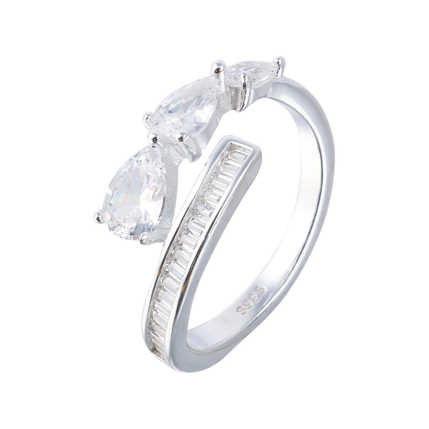 011-S925 Silver White Zircon Ladies' Elegant Ring
