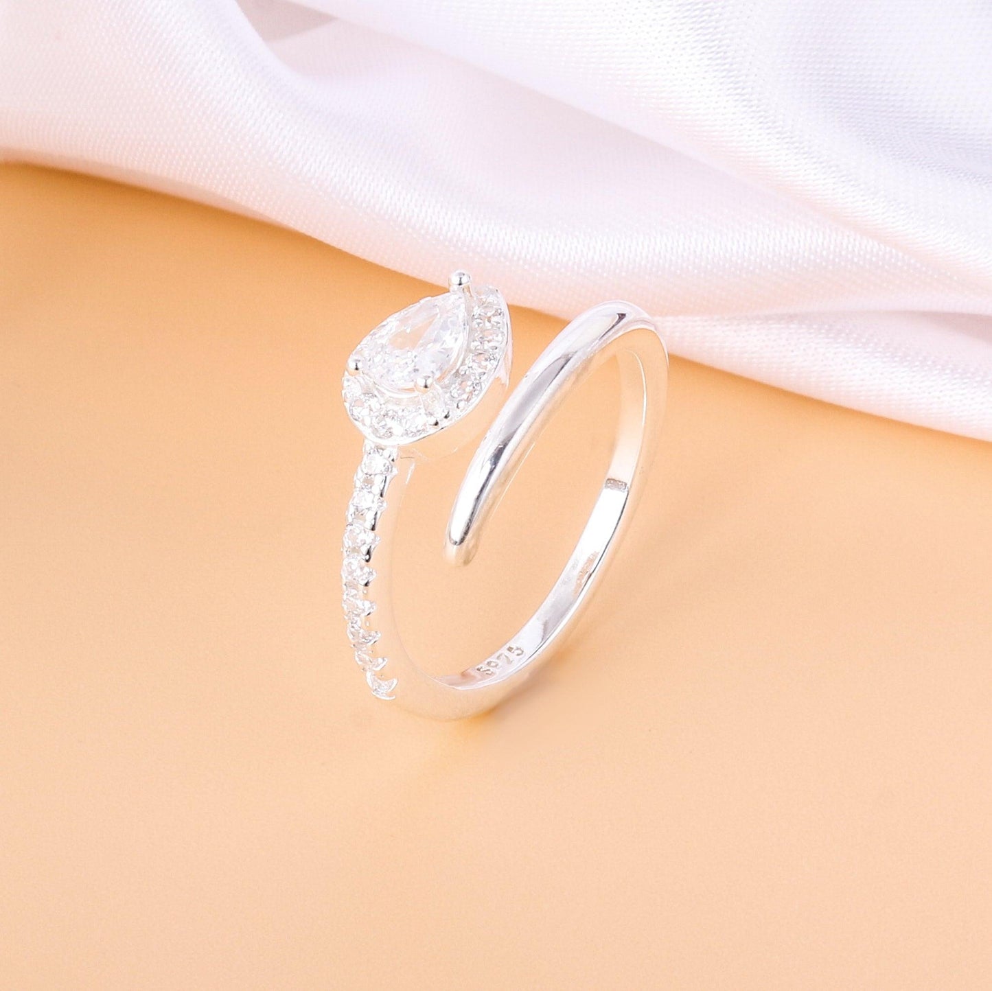 012-S925 Silver White Zircon Women's Serpentine Ring