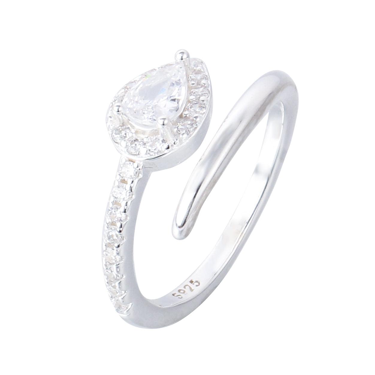 012-S925 Silver White Zircon Women's Serpentine Ring