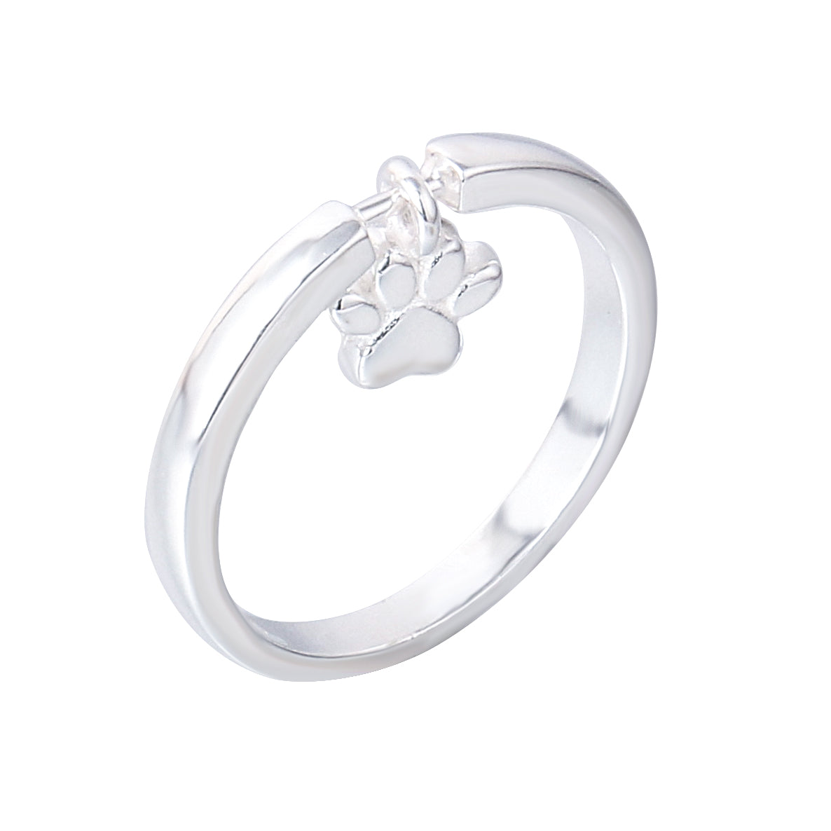 022-S925 Silver Swing Cat or Dog Paw Ring, the Purrfect Accessory for Animal Lovers!