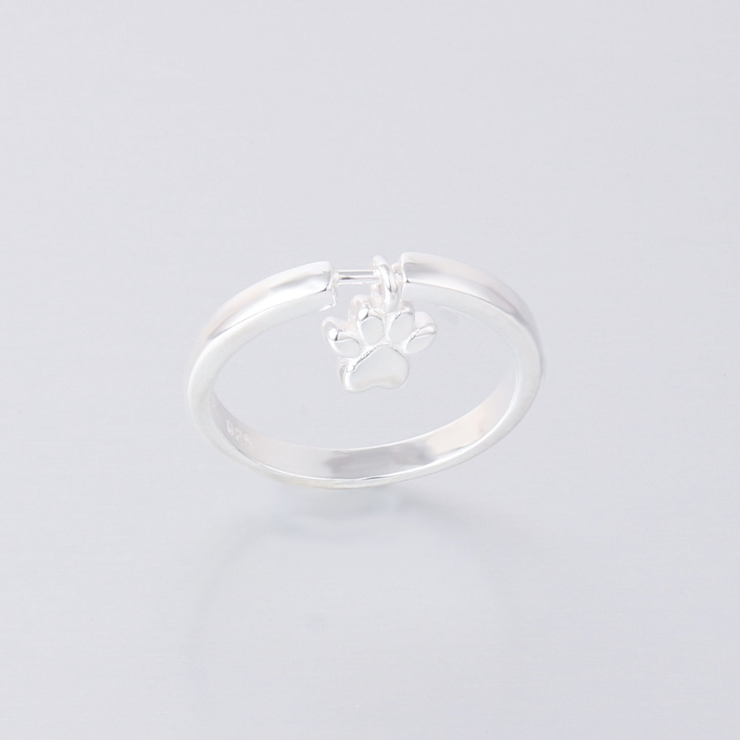 022-S925 Silver Swing Cat or Dog Paw Ring, the Purrfect Accessory for Animal Lovers!