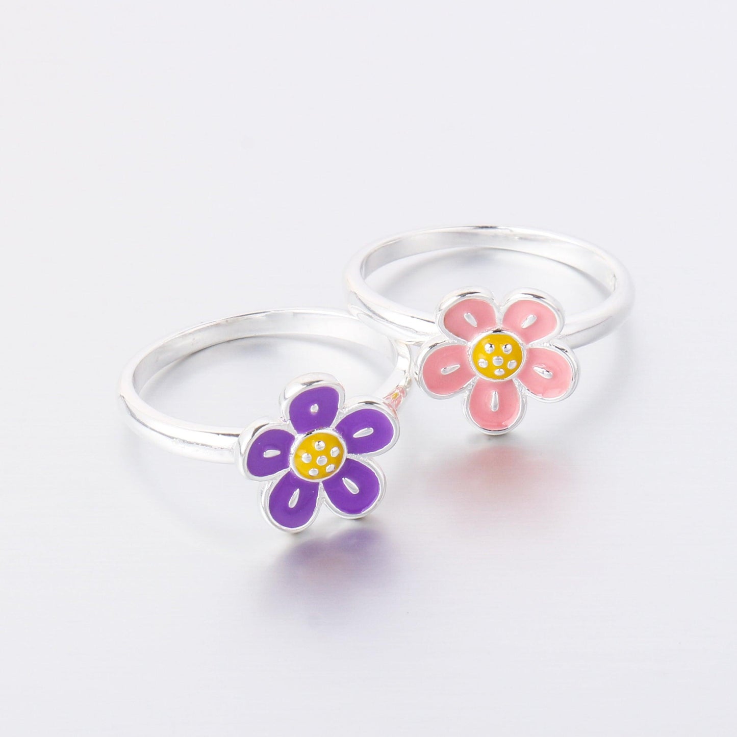 026-S925 Silver Enamel Flower Ring: A Cute Choice, Suitable for Kid and Lady
