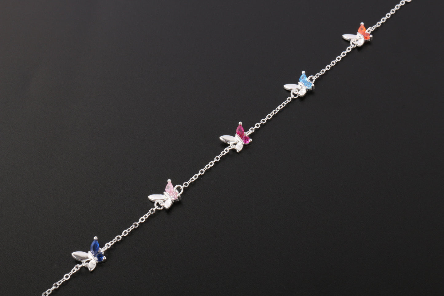 033-S925 Silver Colored Zircon Butterfly Women's Bracelet