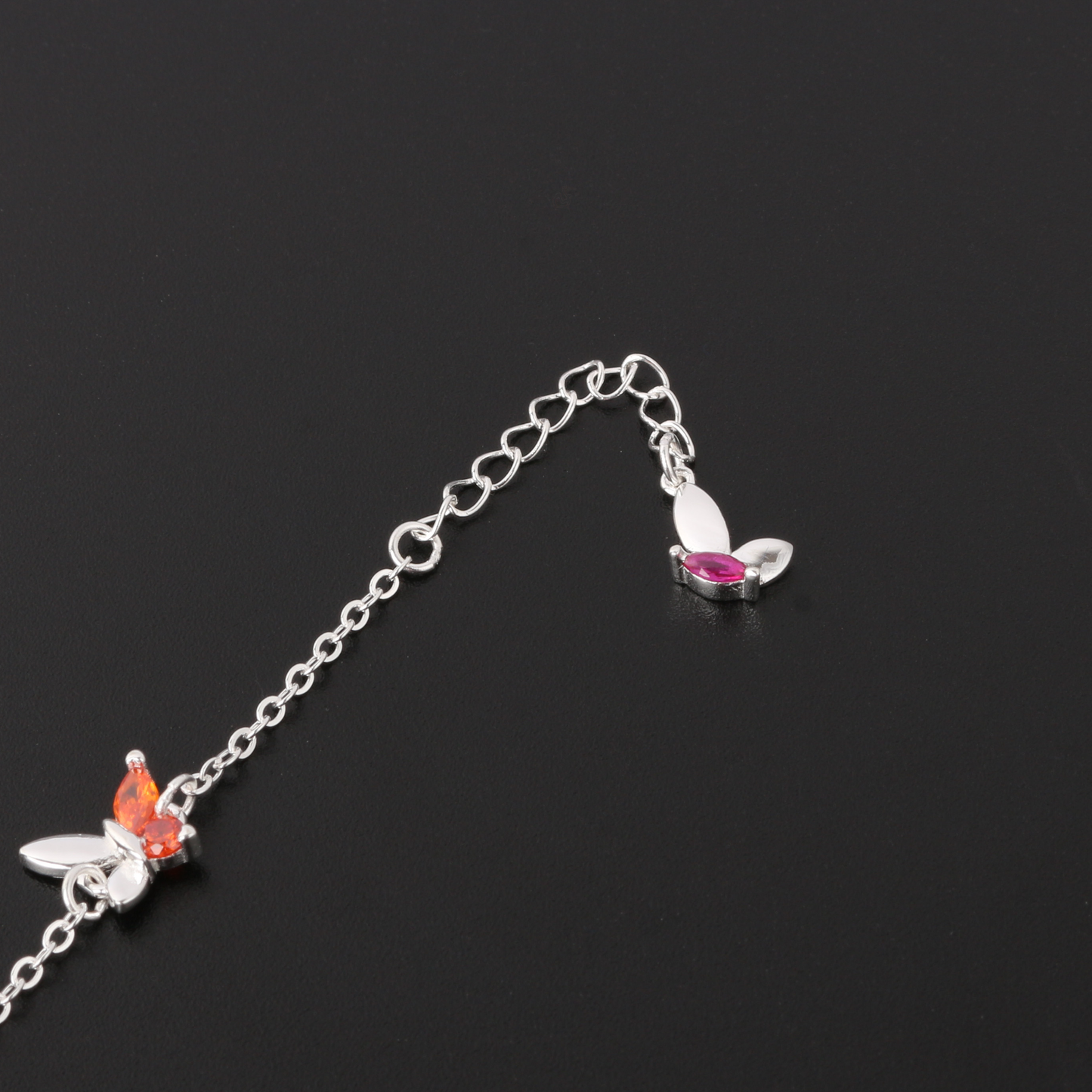 033-S925 Silver Colored Zircon Butterfly Women's Bracelet