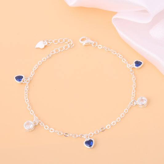036-S925 Silver Blue Zircon Noble and Elegant Women's Love Bracelet