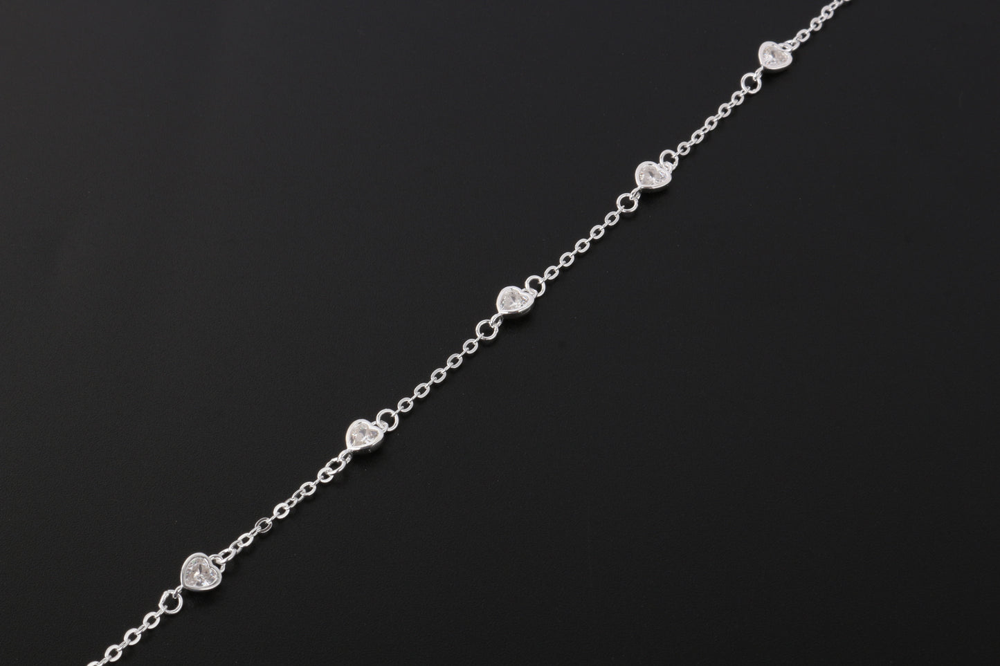 038-S925 Silver Heart Zircon Women's Bracelet