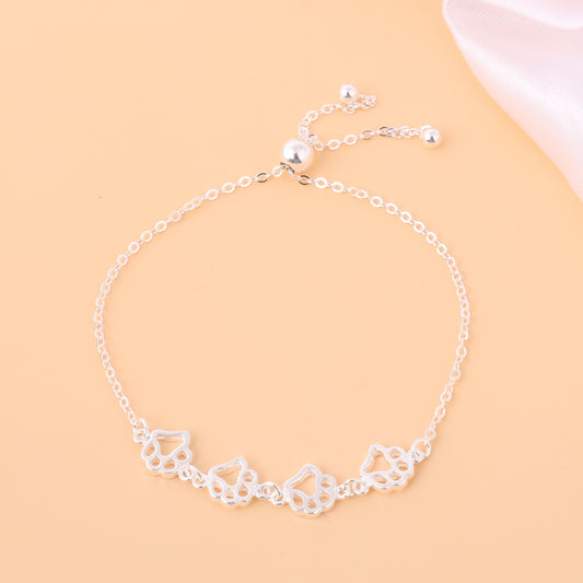040-S925 Silver Puppy Dog Claw Retractable Bracelet